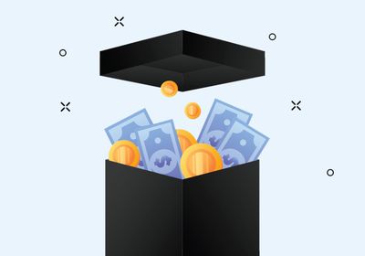 Illustration of a box opening with money inside