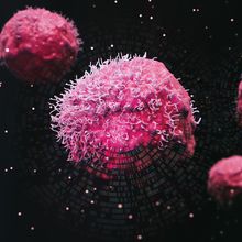 Composite image showing genes radiating from tumor cells