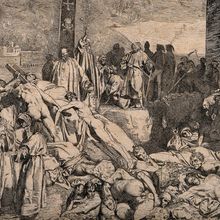 Illustration of people dying from the Black Death