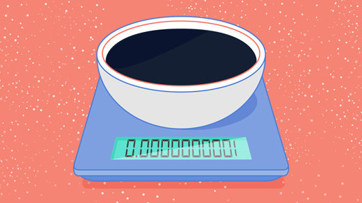 Illustration of a bowl of dark energy on a weighing scale