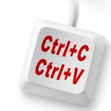 Ctrl+C and Ctrl+V computer keyboard button with cable isolated on white background