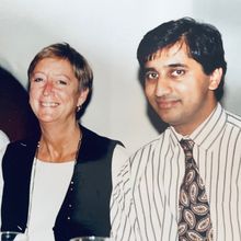 A photograph of Christine Guthrie and Hiten Madhani