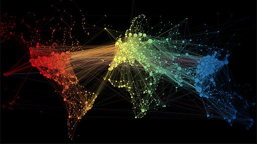 A graphic of global air travel.