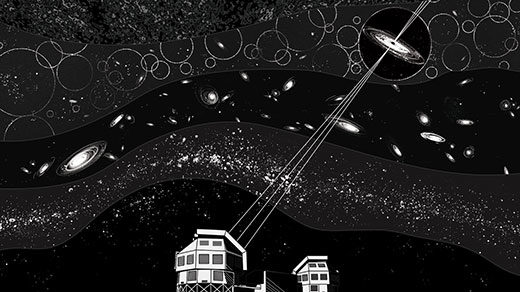 Magellan Baade telescope and CMB illustration