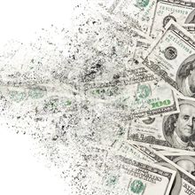 hundred-dollar bills disintegrating