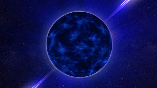 A glowing blue sphere in space.