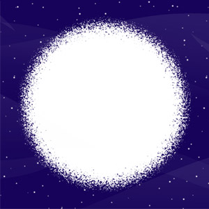 Video in which a white circle appears in the center of a blue starry field and grows until whiteness engulfs the whole image.