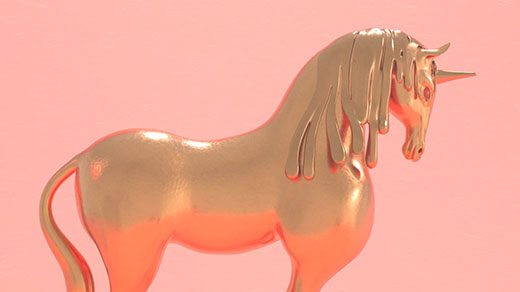 Illustration of gold unicorn