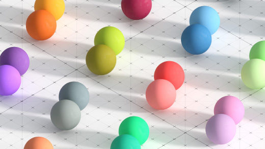 Colored spheres arranged in pairs.