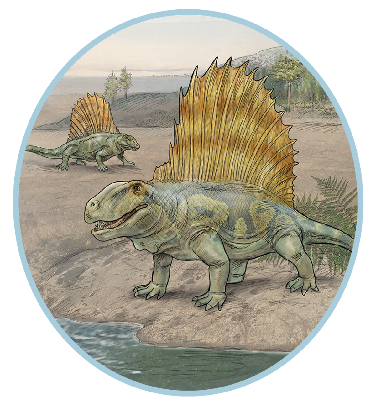 Illustration of extinct creatures from the Permian-Triassic period